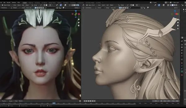 צביעת דמות בלנדר